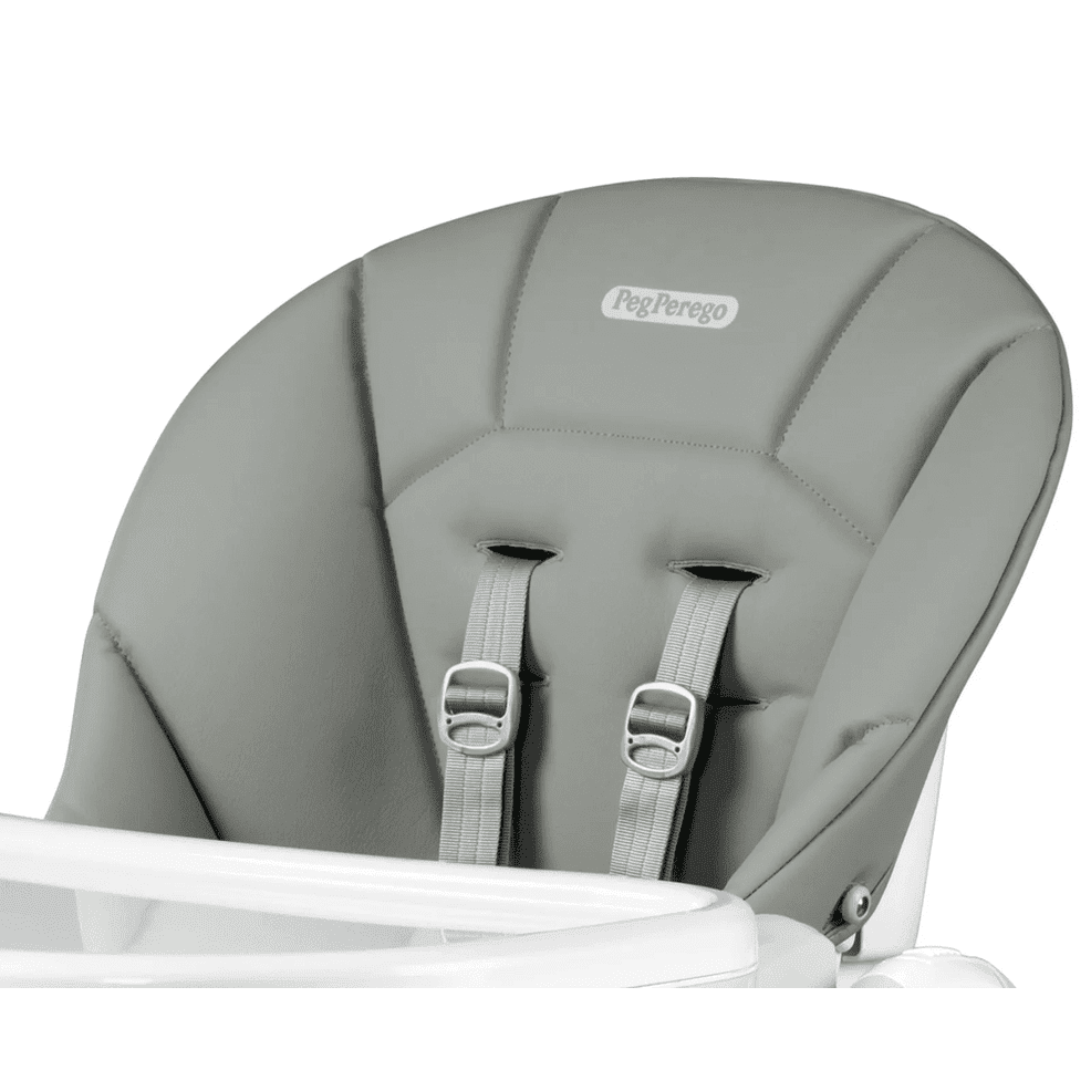 Peg Perego Tatamia High Chair in grey with padded seat and two-point safety harness.