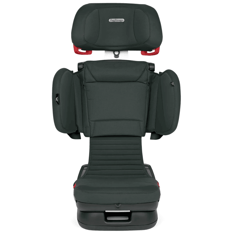 Peg Perego Viaggio Flex 120 booster seat in dark green with padded back and winged sides.
