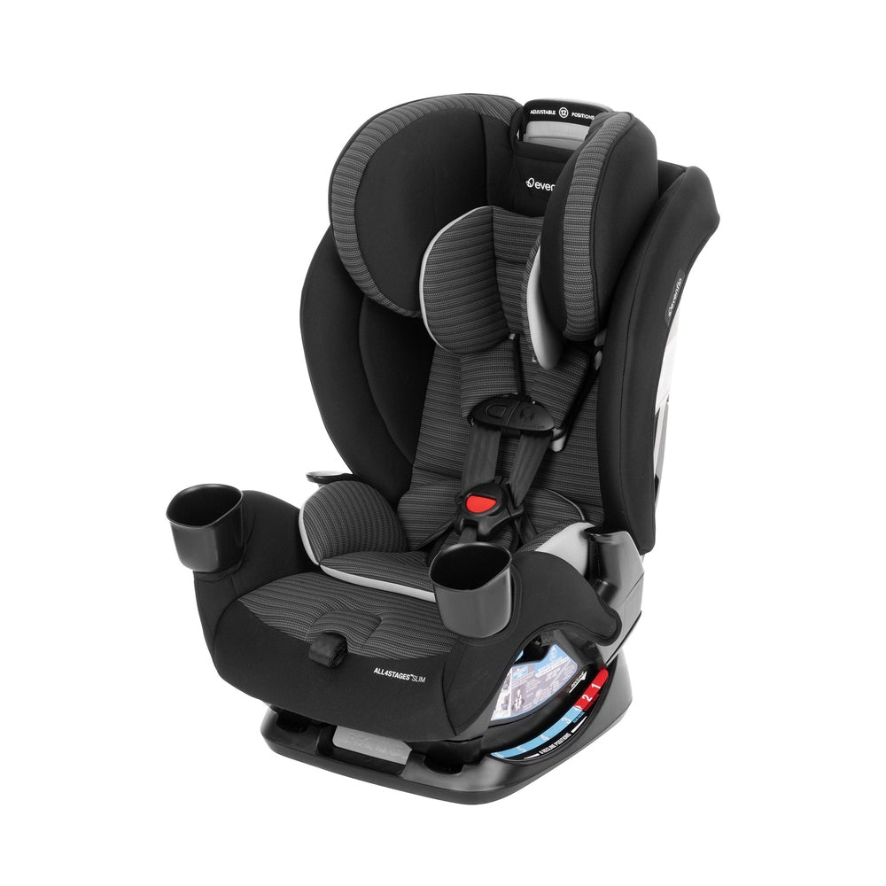 Peg Perego Viaggio Shuttle Plus 120 booster seat in black/gray with dual cup holders and secure harness.