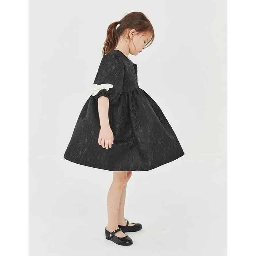 Petite Hailey Balloon Bow Dress Black