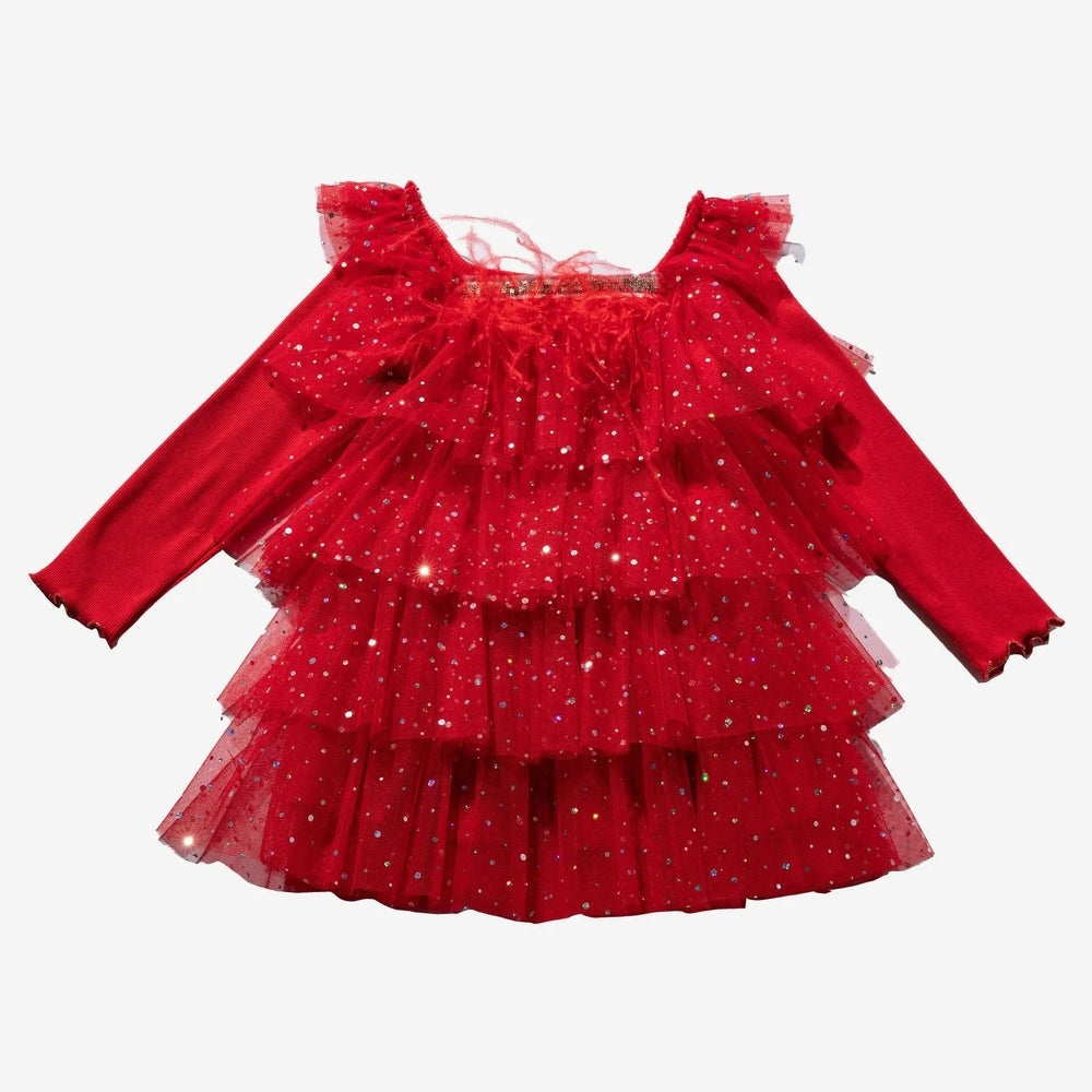 Petite Hailey Dot Layered Tutu Red