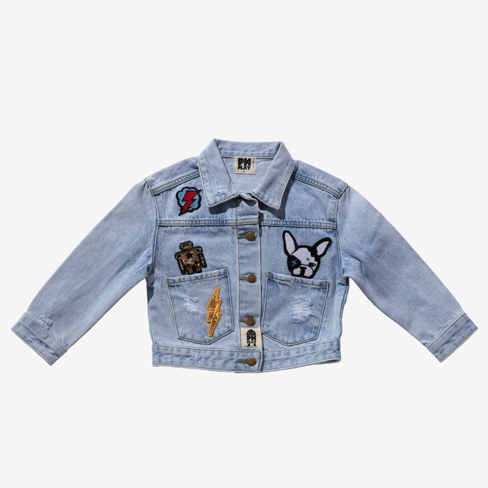 Petite Hailey Patched Denim Jacket Yelow Smile