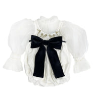 Petite Maison Kids Aurora Ivory Velour Romper