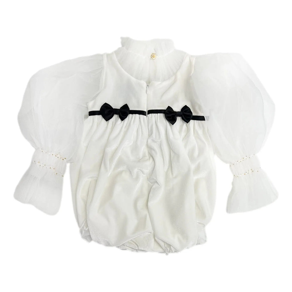 Petite Maison Kids Aurora Ivory Velour Romper