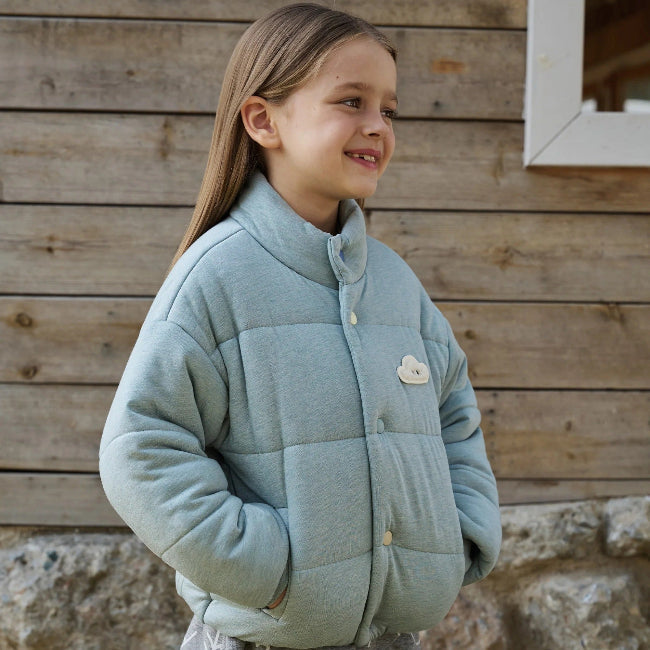 Petite Revery toddler slate blue bamboo cloud puffer jacket