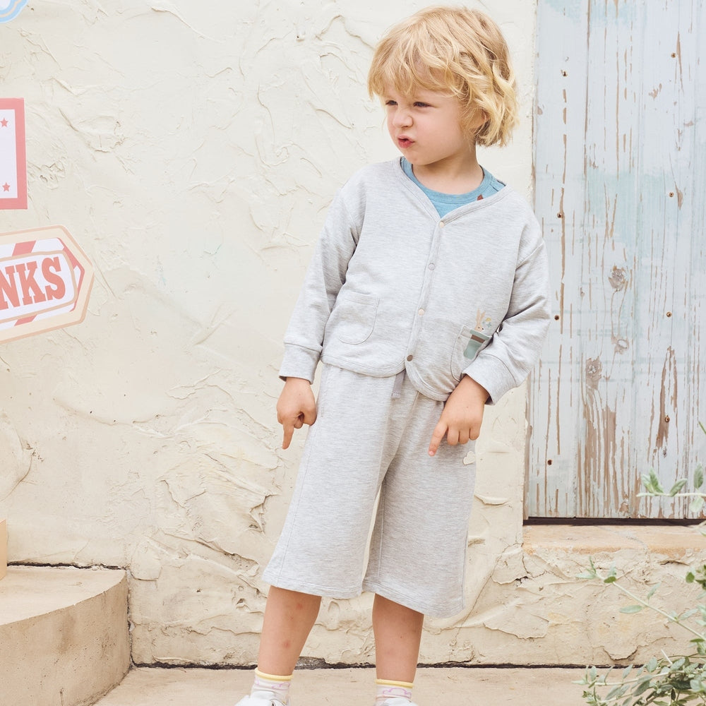 Petite Revery Bamboo Cotton Long Sleeves Cardigan - Fog Grey