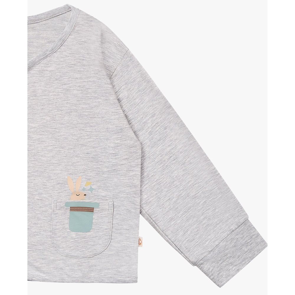 Petite Revery Bamboo Cotton Long Sleeves Cardigan - Fog Grey