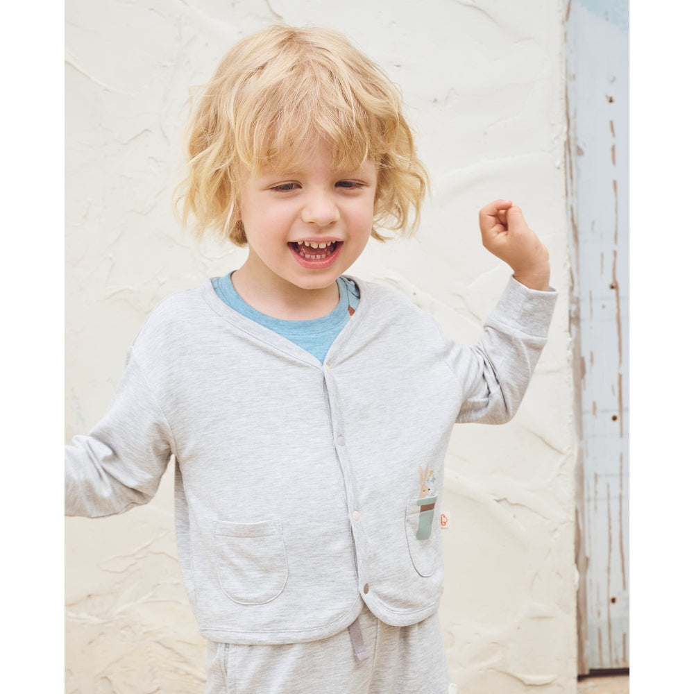 Petite Revery Bamboo Cotton Long Sleeves Cardigan - Fog Grey