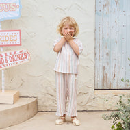 Petite Revery Bamboo Cotton Short Sleeve Tee - Caramel Stripes