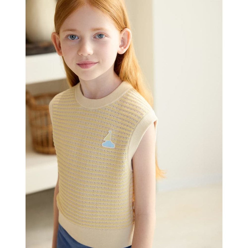 Petite Revery Cotton Knit Sleeveless Vest Mellow Yellow