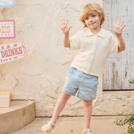 Petite Revery Cotton Knit Tee - Jet Stream