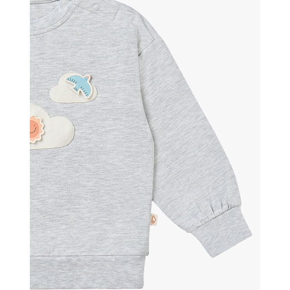 Petite Revery French Terry Drop Shoulder Long Sleeve Sweatshirt Fog Grey