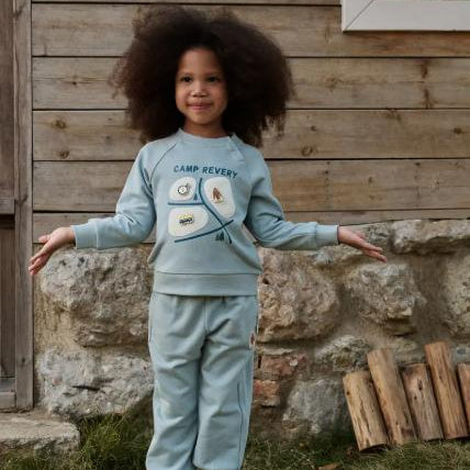 Petite Revery slate French Terry joggers for toddlers, soft and comfy