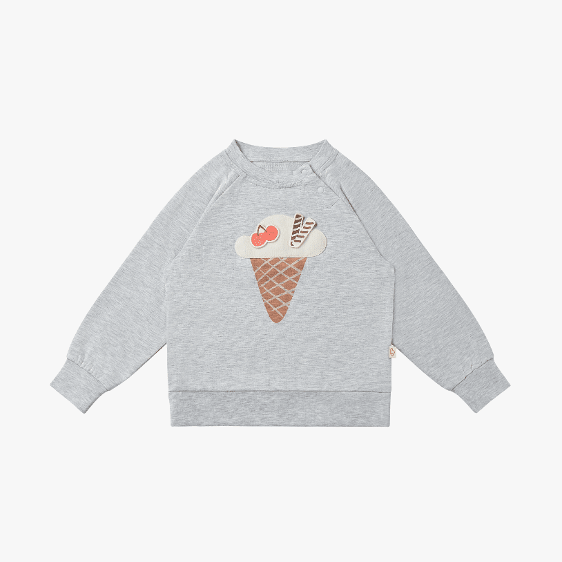 Petite Revery French Terry Raglan Long Sleeve Sweatshirt Fog Grey