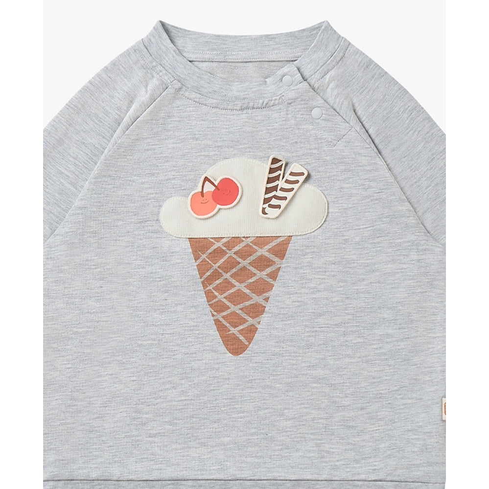 Petite Revery French Terry Raglan Long Sleeve Sweatshirt Fog Grey