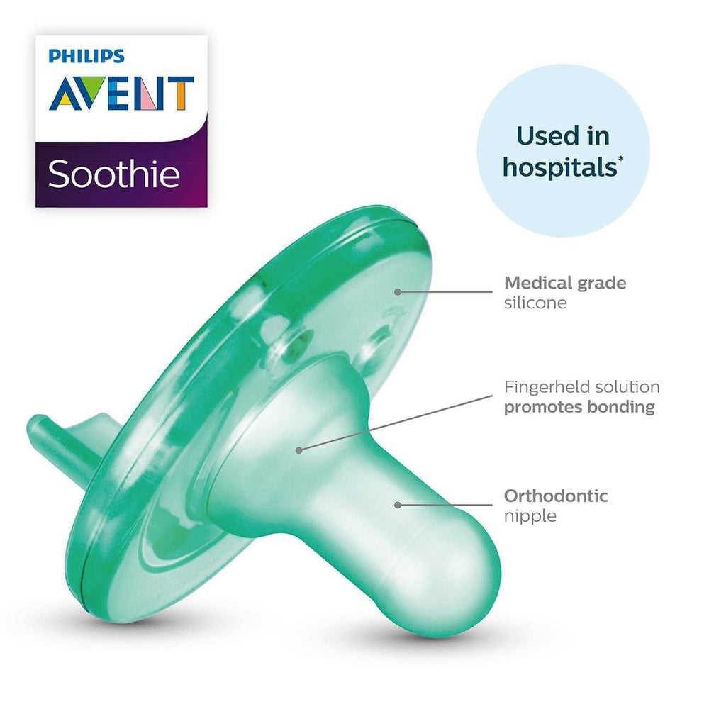Philips Avent Soothie pacifier blue, medical-grade silicone, orthotic nipple, 2-pack