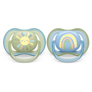 Philips Avent Ultra Air Pacifier 2pk 0-6M Smiling Sun+Blue Rainbow