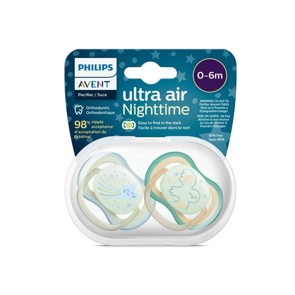 Philips Avent Ultra Air Pacifier Nighttime Sleeping Star And Owl 2 Pack (0-6M)