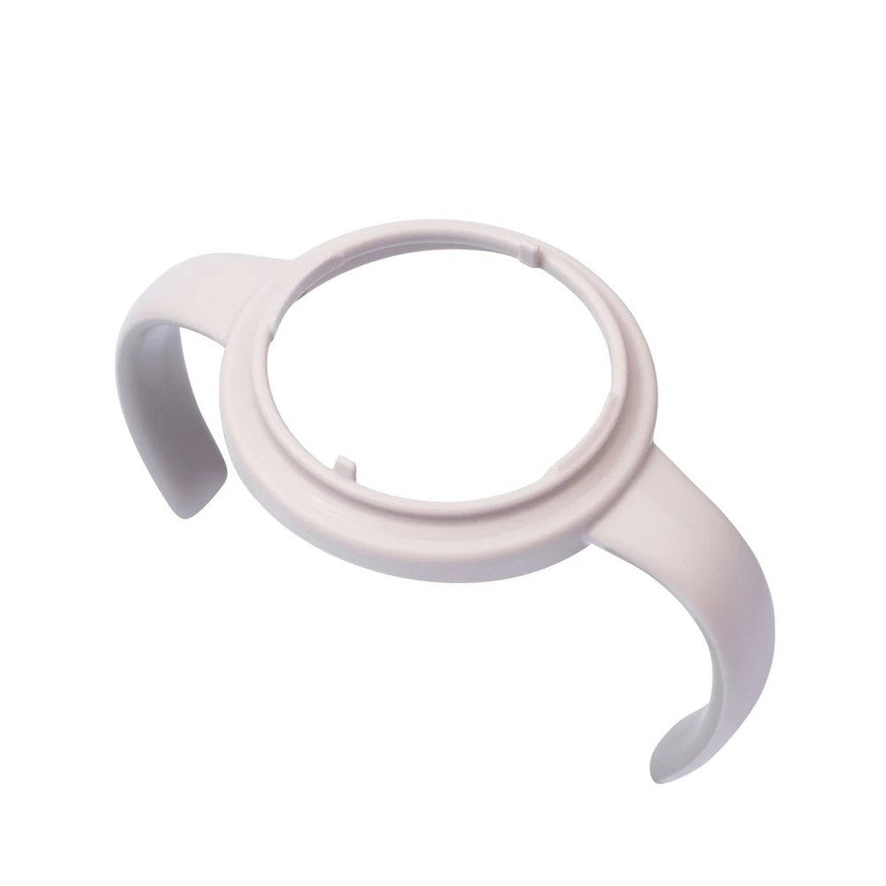 Pigeon Bottle Handle white plastic ring with curved grips for little ones to grasp during feeding.