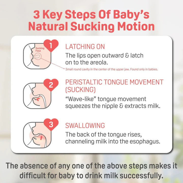 Pigeon PPSU Bottle 5oz with SS Nipple for 0M+, shown with a 3-step natural sucking motion diagram.