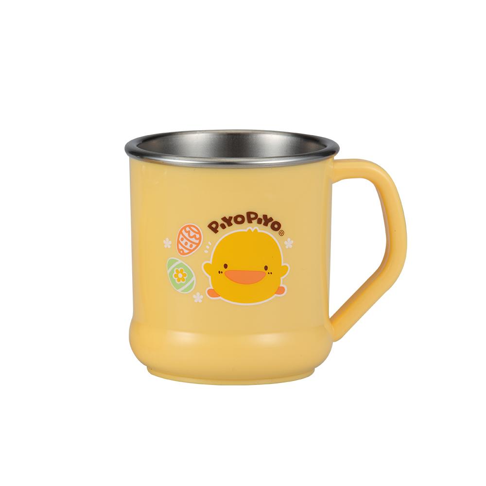 Piyo Piyo stainless steel cup 220 ml yellow with chick illustration; baby feeding accessory