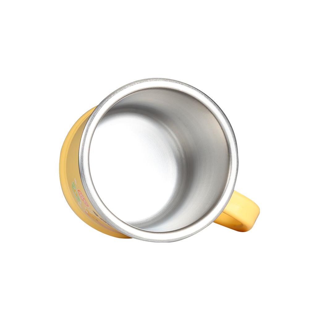 Piyo Piyo stainless steel cup 220 ml yellow exterior with silver interior for feeding