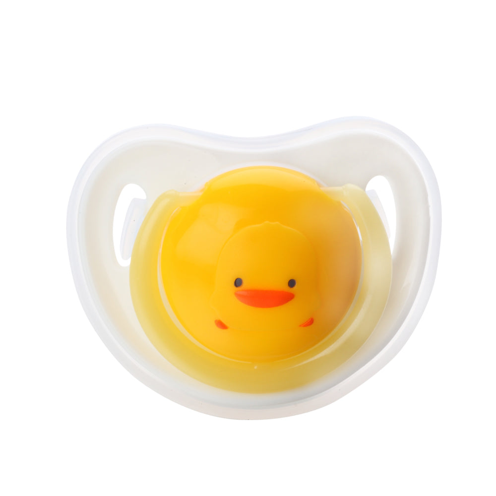 PIYO PIYO thumb-shape pacifier with yellow duck design and white shield