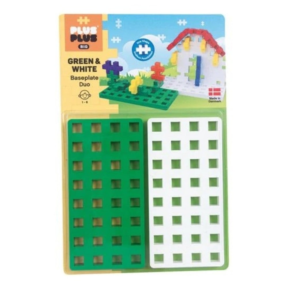 Plus-Plus Big Baseplate Duo: green and white grid baseplates, 2-pack from PLUS-PLUS
