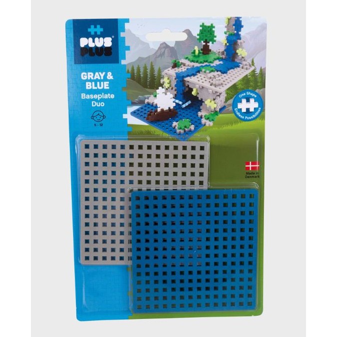 Plus-Plus Display blue and grey baseplates, 2-pack building toy by Plus-Plus