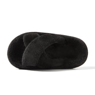 Posee Cross Strap Plush Fashion Slippers Black
