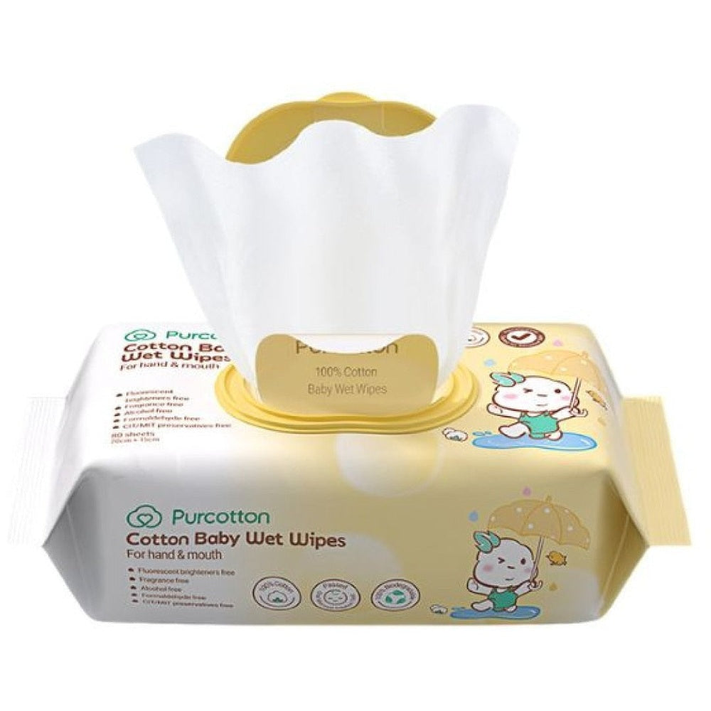 Purcotton Cotton Baby Wet Wipes 80 Sheets