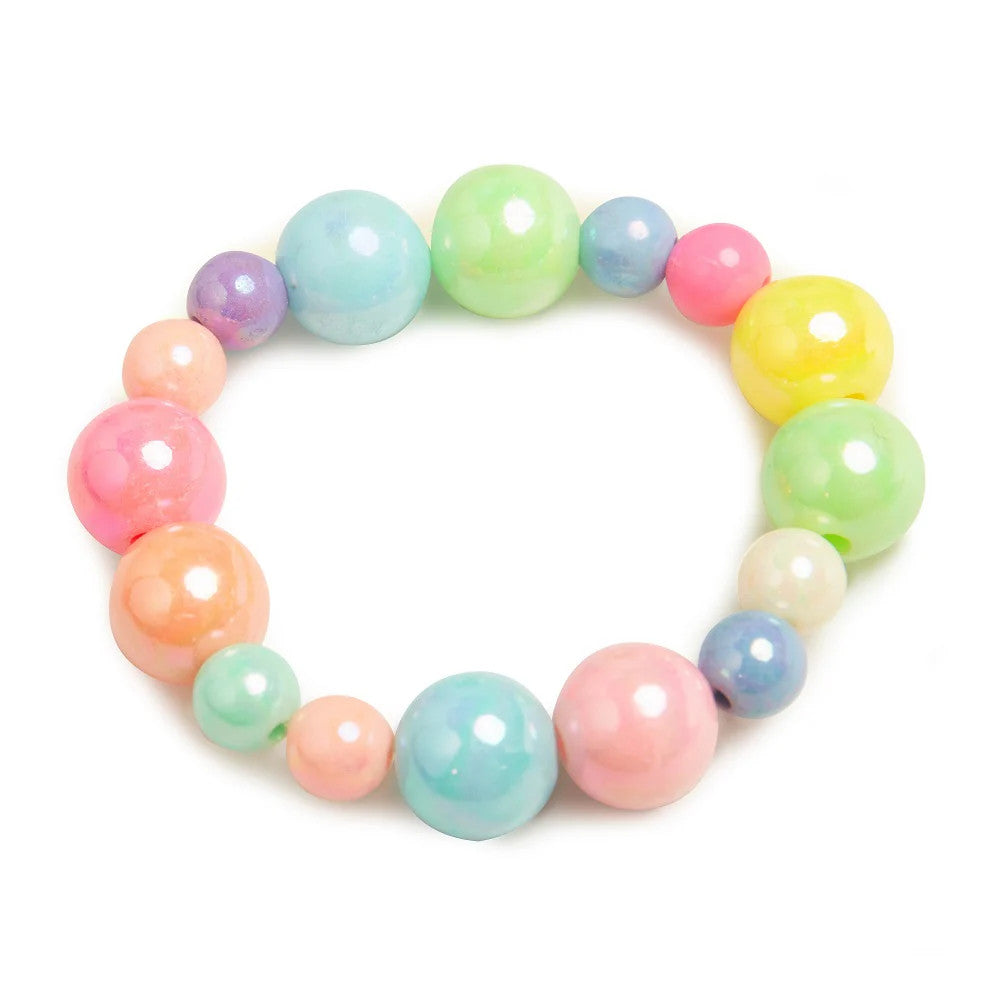 Puttisu bead bracelet 04 Pearl with pastel multicolor beads for babies