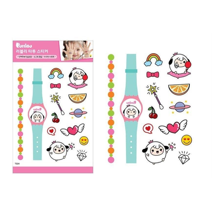 Puttisu Lovely Tattoo Sticker Ts04 rainbow sheet with cute cartoon motifs for nail art
