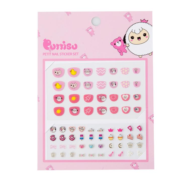 Puttisu nail sticker set 01 Strawberry Cake Yammy, pink strawberry-themed nail art stickers for kids