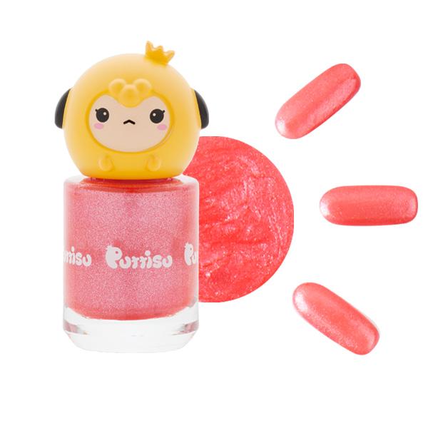 Puttisu Pangpang nail polish bottle in pink with yellow cartoon lid and red heart accent
