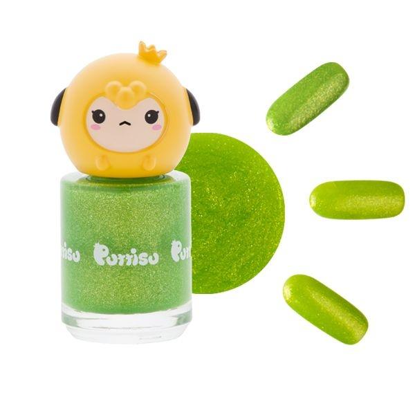 Puttisu Pangpang nail polish Bling Twinkle Green glitter bottle with yellow panda cap
