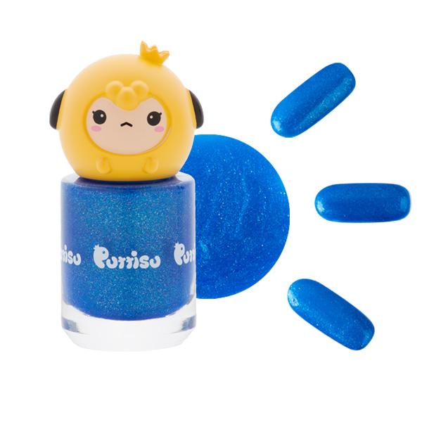 Puttisu Pangpang nail polish bottle in Twinkle Blue with glitter finish and panda cap