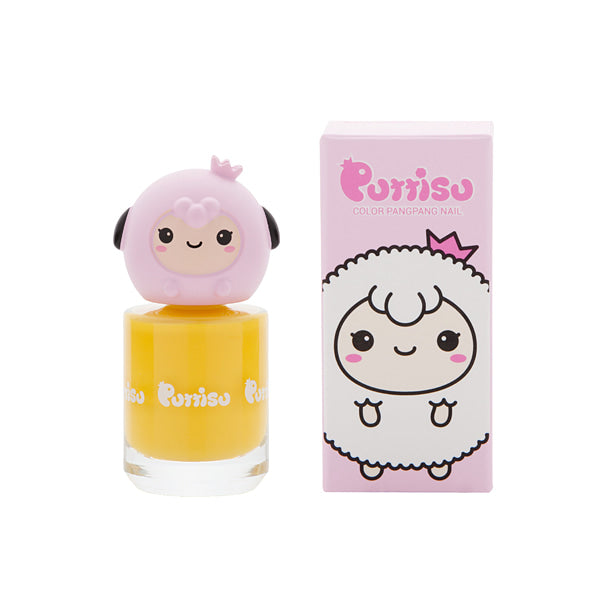 Puttisu Pangpang nail polish C03 Yellow Flower bottle with pink sheep cap and pink box