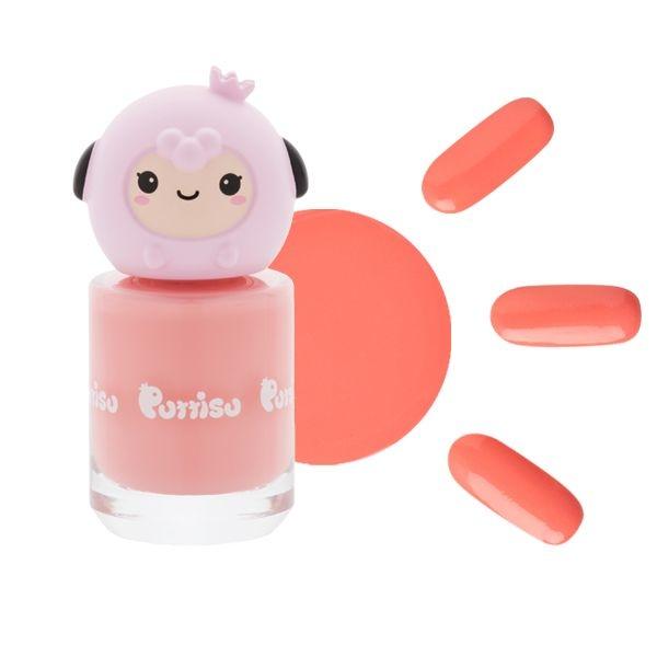 Puttisu Pangpang nail polish C15 Shy Shy Shy in pink with sheep cap, 1 bottle