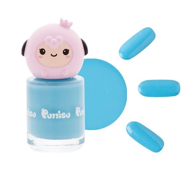 PUTTISU Pangpang blue nail polish C7 Flying Airplane bottle with pink character cap
