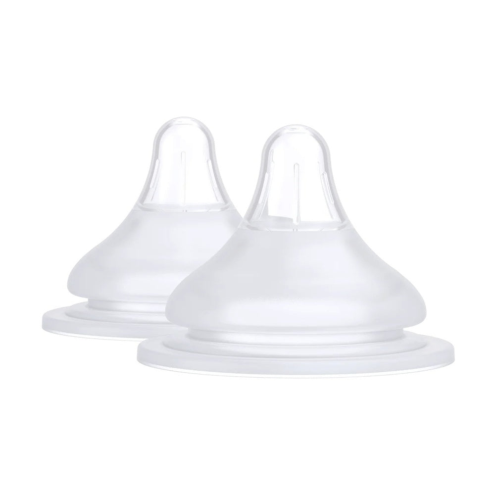 Quark Buubibottle Realfeel Bottle Nipples, clear silicone double-pack, two soft nipples resting together.