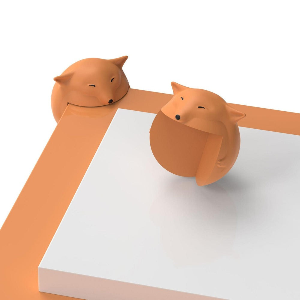 Quark Foxii silicone corner guards, orange fox design, 2-pack table edge safety guards