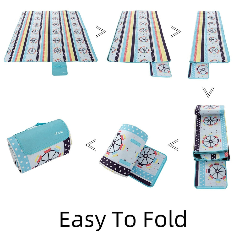 Ray Star 79''X79'' Ferris Wheel Picnic Blanket Sandproof Waterproof Large Mat For Beach