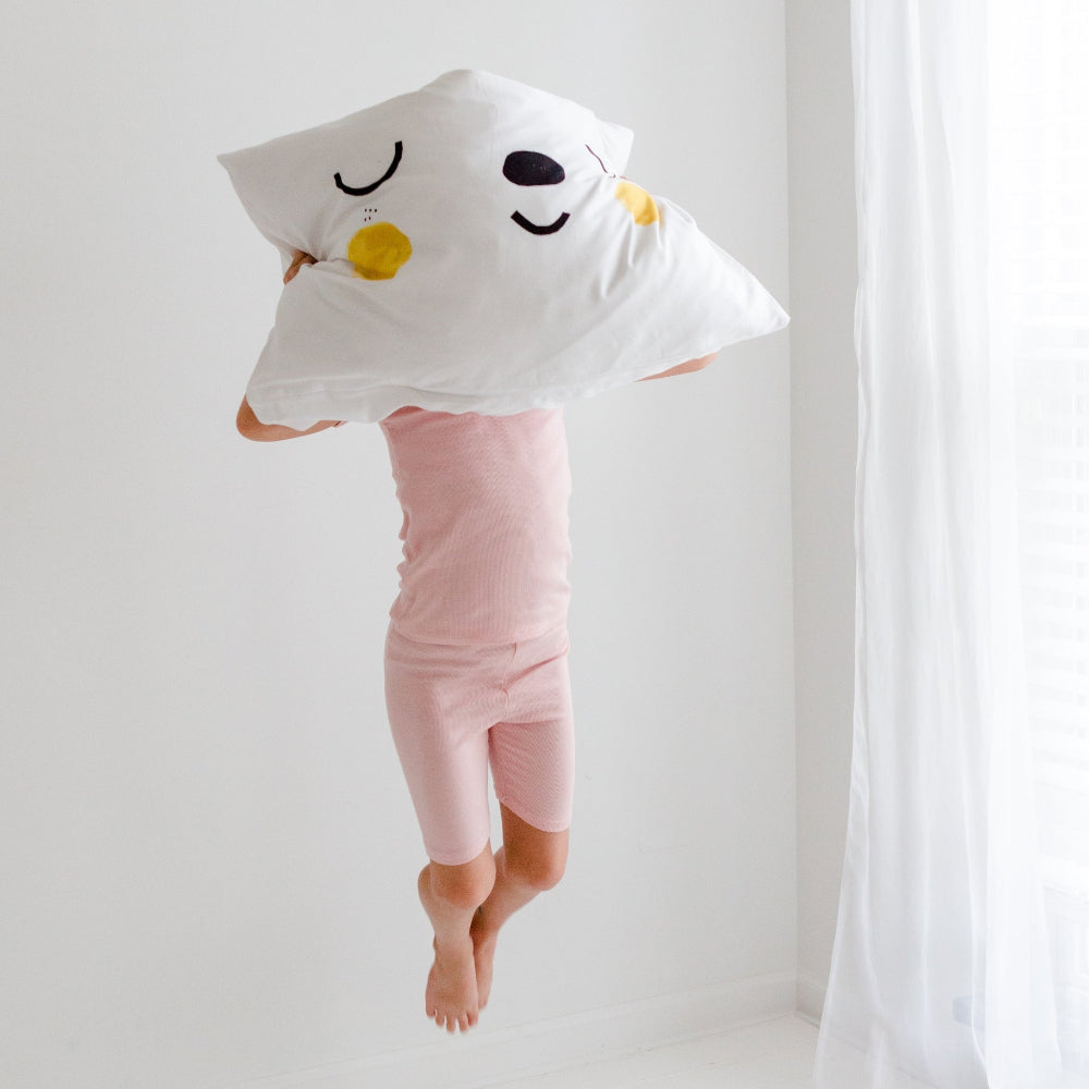 Rookie Humans 2-pack Woodland Dreams pillowcases, white set with cute stitched faces