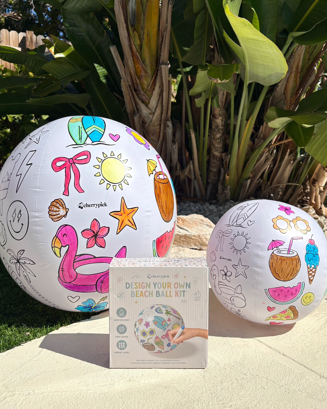 Cherrypick Design Your Own Beach Ball Kit balls and marker box