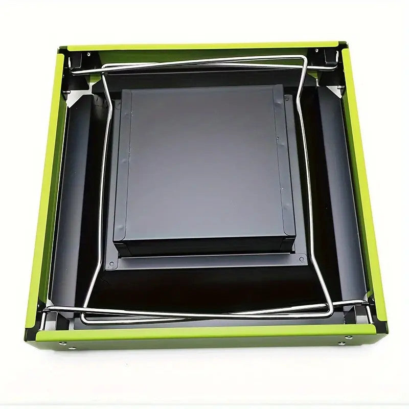 Shaoyou portable folding BBQ stove with lime-green frame and stainless steel rack