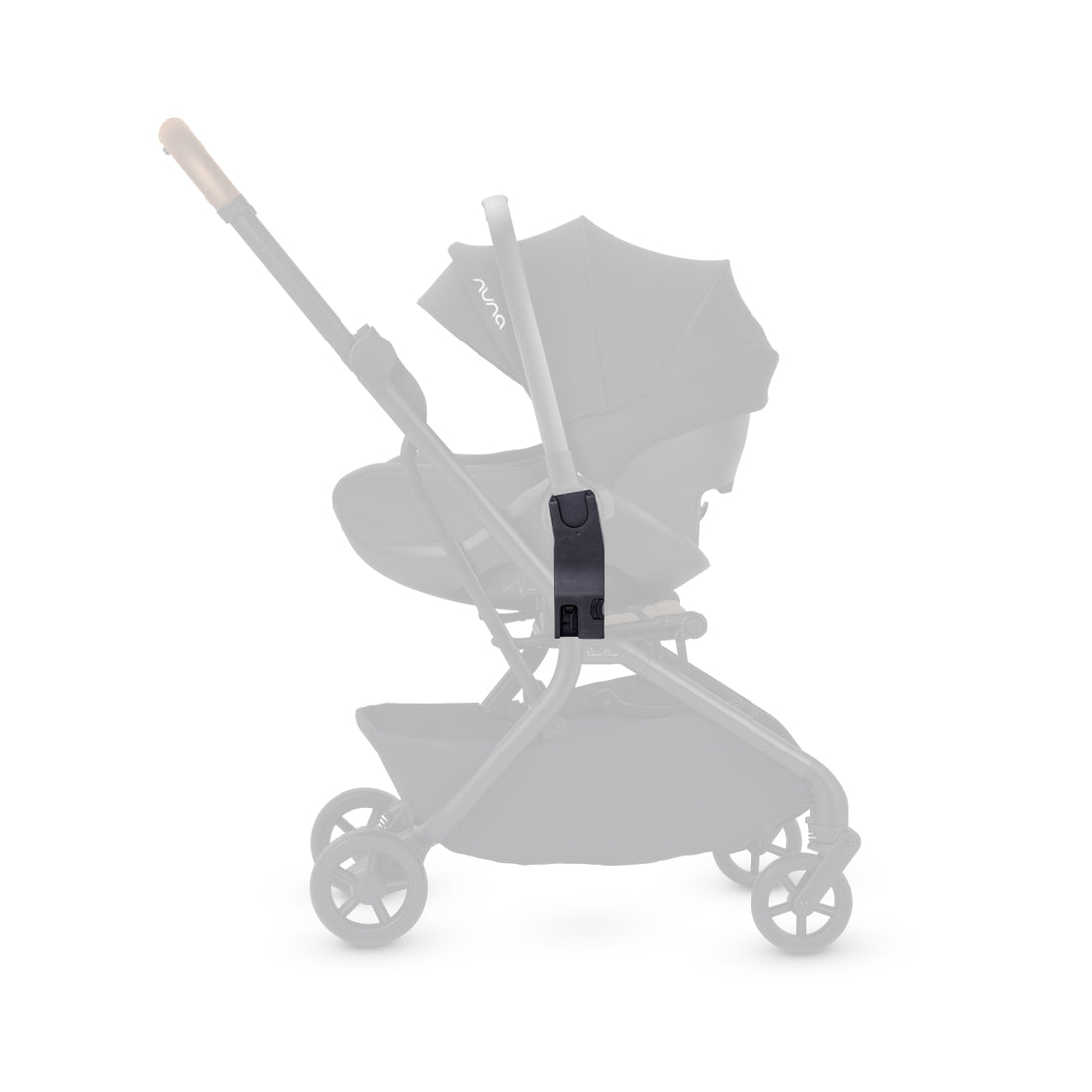 Silver Cross Nia stroller travel system with Black car seat adaptor highlighted