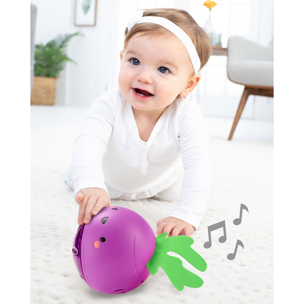 Skip Hop Farmstand Beetbox Crawl Ball, purple beet with green leaves for tummy-time play