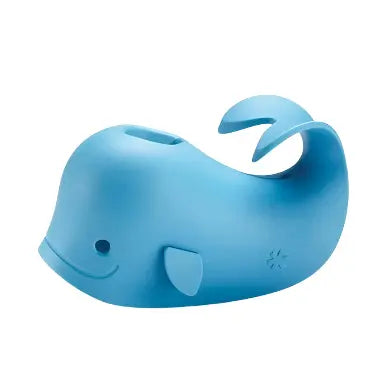 Skip Hop Moby Bath Spout Cover, blue silicone whale that wraps around a tub spout to protect kids.
