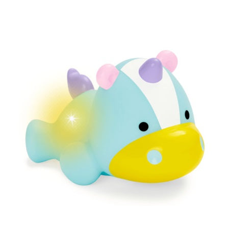 Skip Hop Zoo light-up bath toy Unicorn, blue body with yellow snout and pink/purple horns